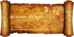 Wittner Ákos névjegykártya
